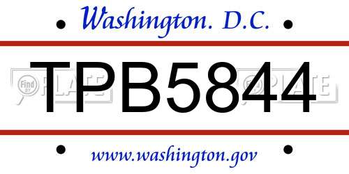 TPB5844 District Of Columbia License Plate