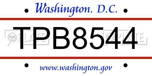 TPB8544 District Of Columbia License Plate