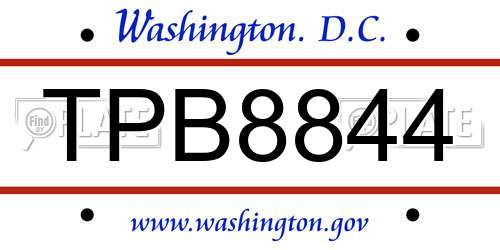 TPB8844 District Of Columbia License Plate