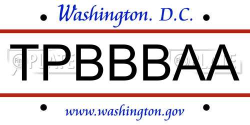 TPBBBAA District Of Columbia License Plate