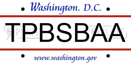 TPBSBAA District Of Columbia License Plate