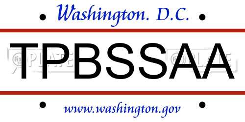 TPBSSAA District Of Columbia License Plate