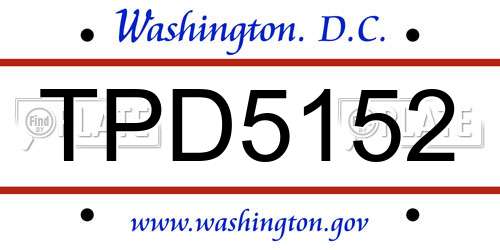 TPD5152 District Of Columbia License Plate