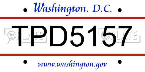 TPD5157 District Of Columbia License Plate