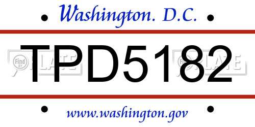 TPD5182 District Of Columbia License Plate