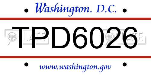 TPD6026 District Of Columbia License Plate