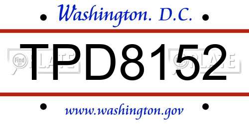 TPD8152 District Of Columbia License Plate