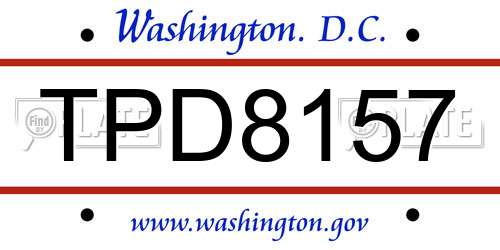TPD8157 District Of Columbia License Plate