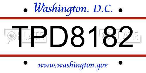 TPD8182 District Of Columbia License Plate