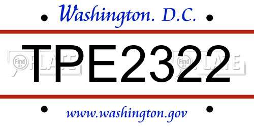 TPE2322 District Of Columbia License Plate