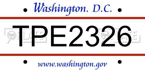 TPE2326 District Of Columbia License Plate