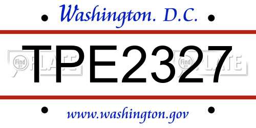 TPE2327 District Of Columbia License Plate