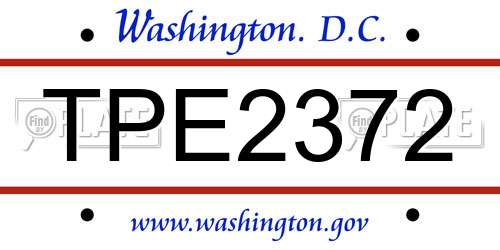 TPE2372 District Of Columbia License Plate
