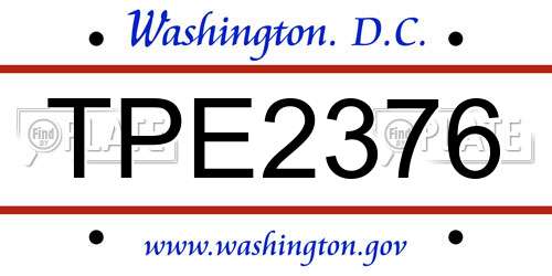 TPE2376 District Of Columbia License Plate