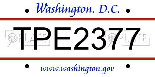 TPE2377 District Of Columbia License Plate