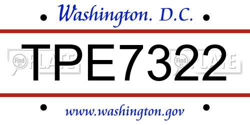 TPE7322 District Of Columbia License Plate