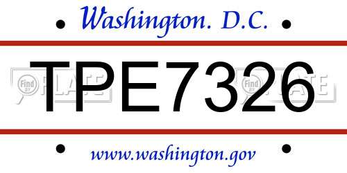 TPE7326 District Of Columbia License Plate