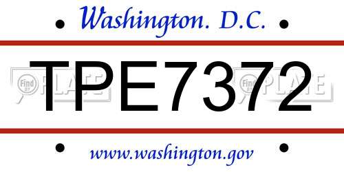 TPE7372 District Of Columbia License Plate