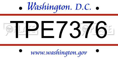 TPE7376 District Of Columbia License Plate