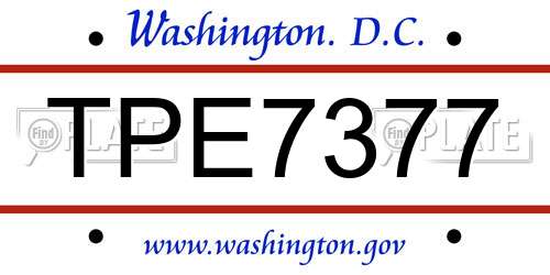 TPE7377 District Of Columbia License Plate