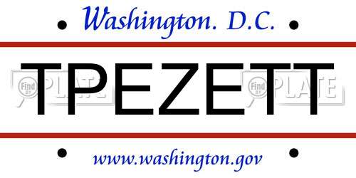 TPEZETT District Of Columbia License Plate