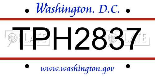 TPH2837 District Of Columbia License Plate