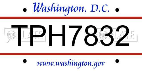 TPH7832 District Of Columbia License Plate