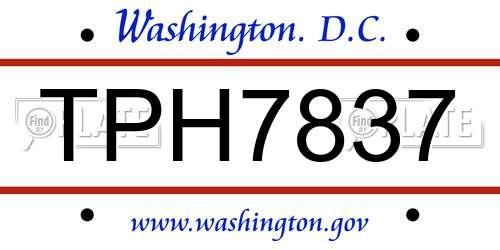 TPH7837 District Of Columbia License Plate
