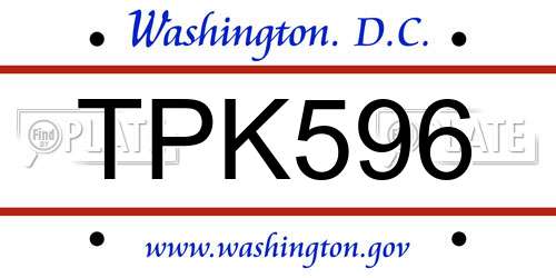 TPK596 District Of Columbia License Plate