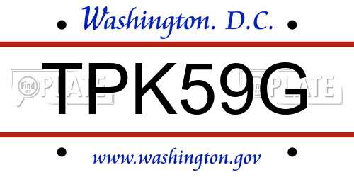 TPK59G District Of Columbia License Plate