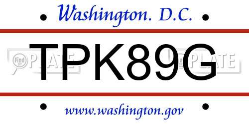 TPK89G District Of Columbia License Plate