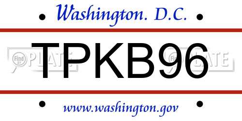 TPKB96 District Of Columbia License Plate