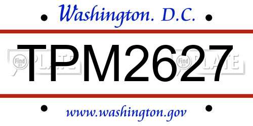 TPM2627 District Of Columbia License Plate