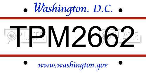 TPM2662 District Of Columbia License Plate