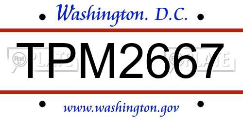 TPM2667 District Of Columbia License Plate