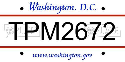 TPM2672 District Of Columbia License Plate