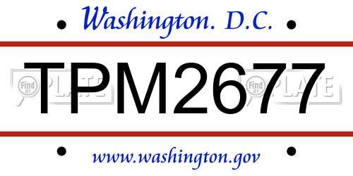 TPM2677 District Of Columbia License Plate