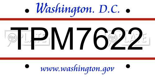 TPM7622 District Of Columbia License Plate