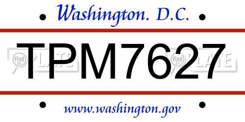 TPM7627 District Of Columbia License Plate