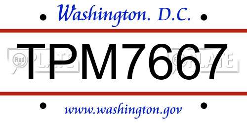 TPM7667 District Of Columbia License Plate