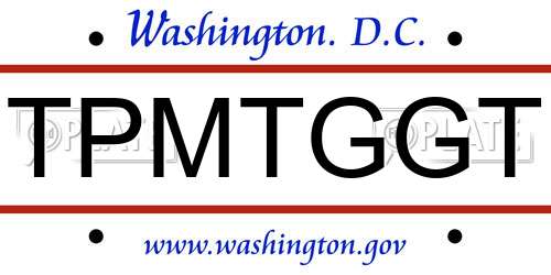 TPMTGGT District Of Columbia License Plate