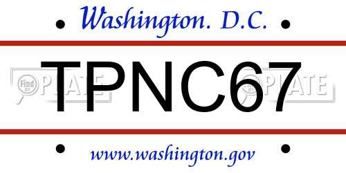 TPNC67 District Of Columbia License Plate