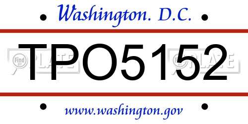 TPO5152 District Of Columbia License Plate