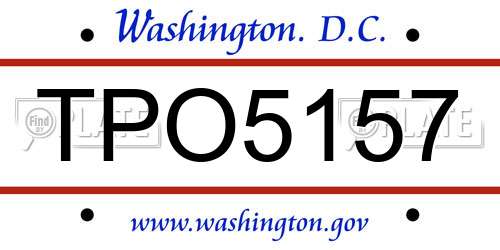 TPO5157 District Of Columbia License Plate