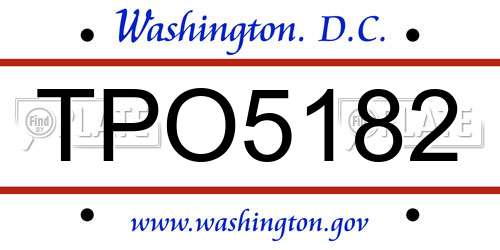 TPO5182 District Of Columbia License Plate
