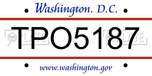 TPO5187 District Of Columbia License Plate