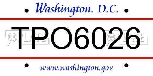 TPO6026 District Of Columbia License Plate