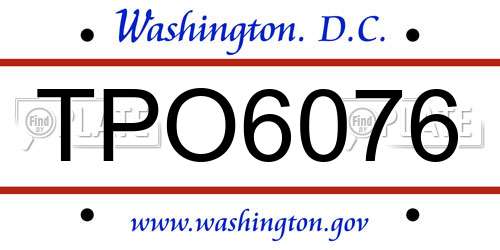 TPO6076 District Of Columbia License Plate