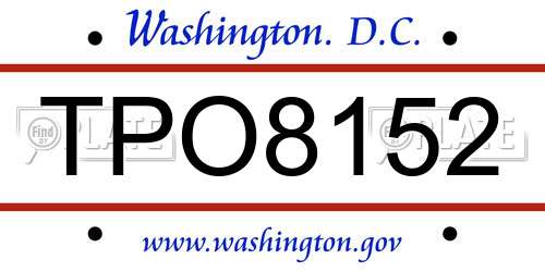 TPO8152 District Of Columbia License Plate