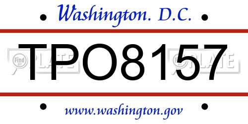 TPO8157 District Of Columbia License Plate